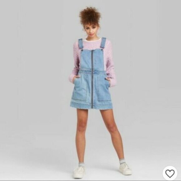 NWOT Wild Fable Denim mini dress overall Y2K style - Picture 1 of 12
